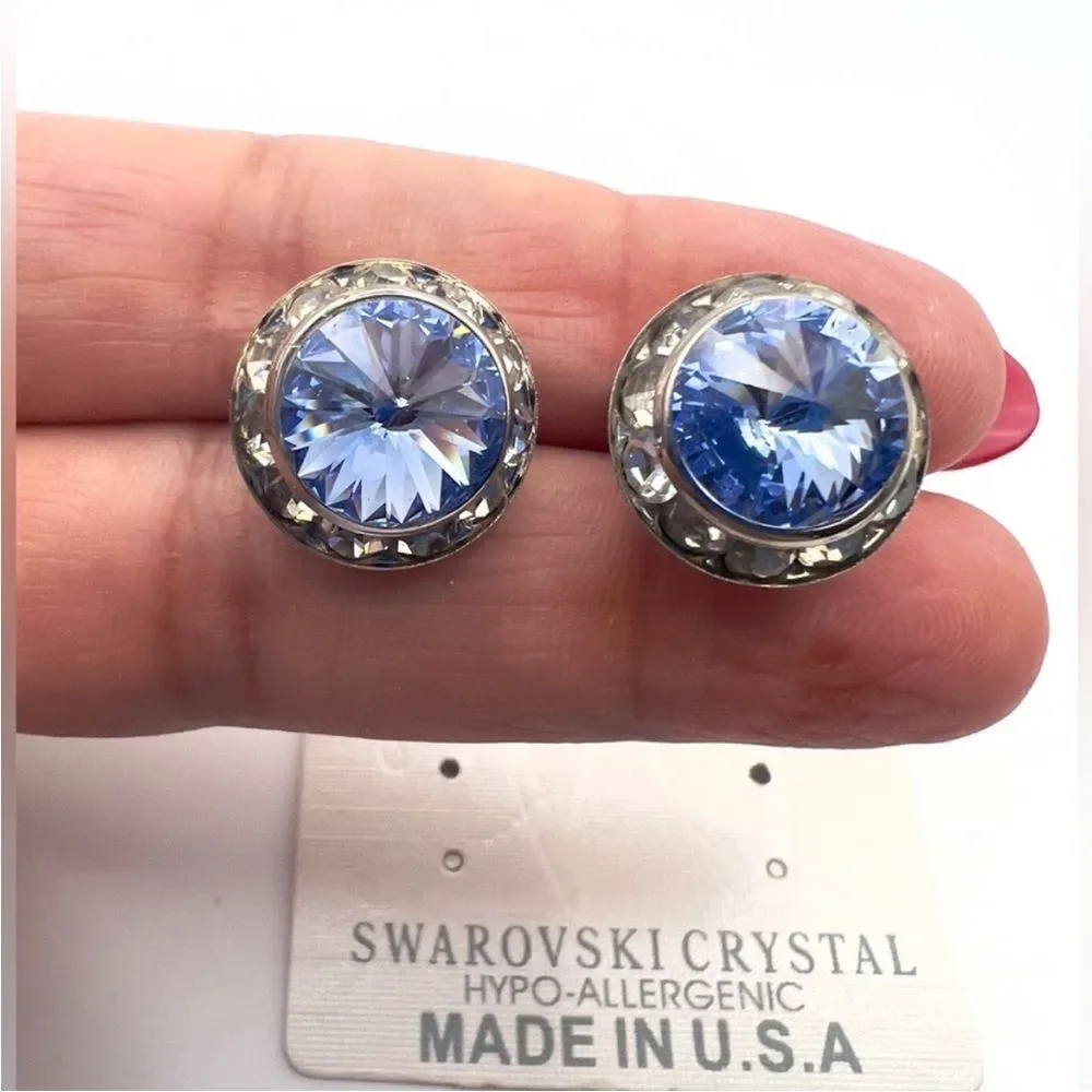 Swarovski Hypo-Allergenic Silver and Blue Earrings